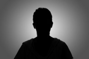 Silhouette woman portrait, concept of unknown, anonymous, unnamed etc.